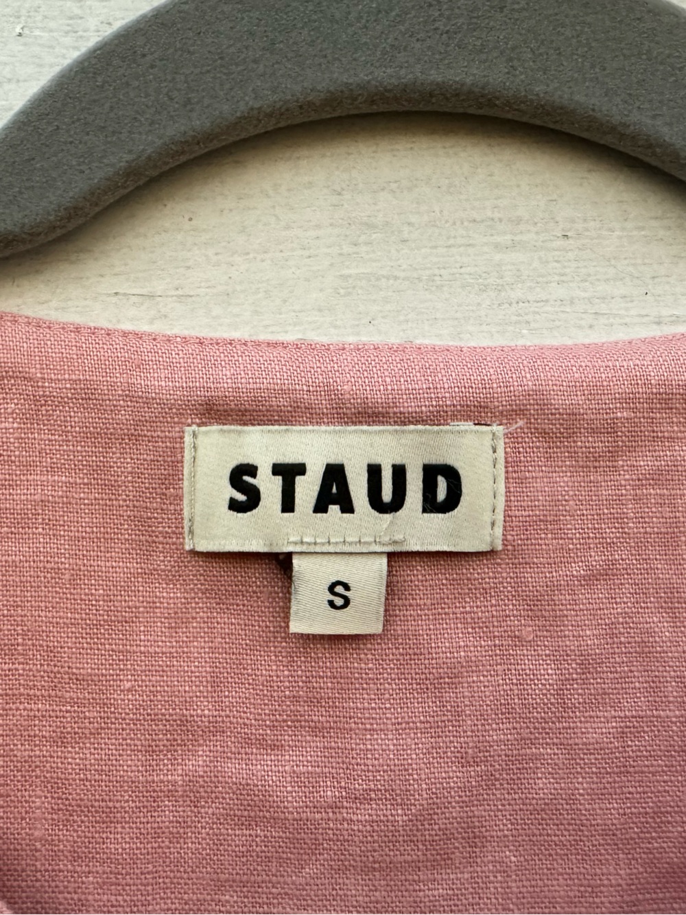 Staud Mika 100% Linen Dress - Pale Pink & White - Picture 4 of 14